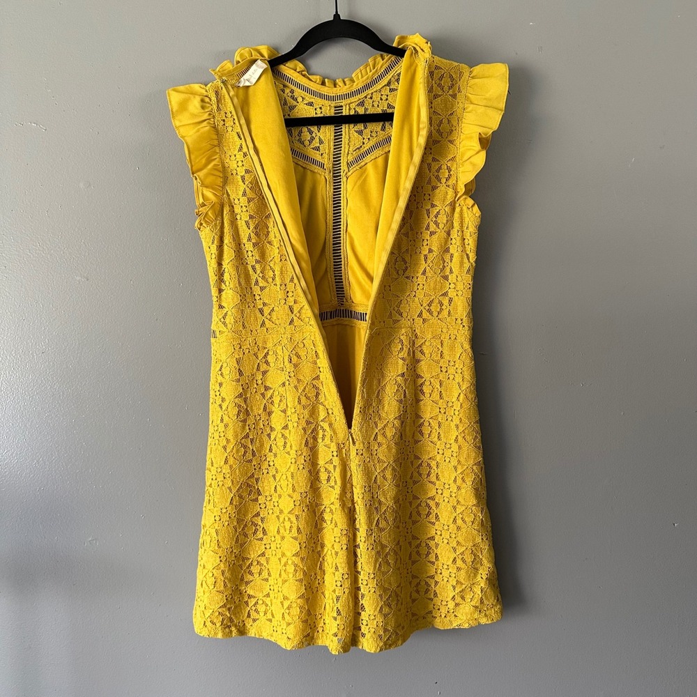 Yellow Lace Ruffle Dress - Picture 12 of 12